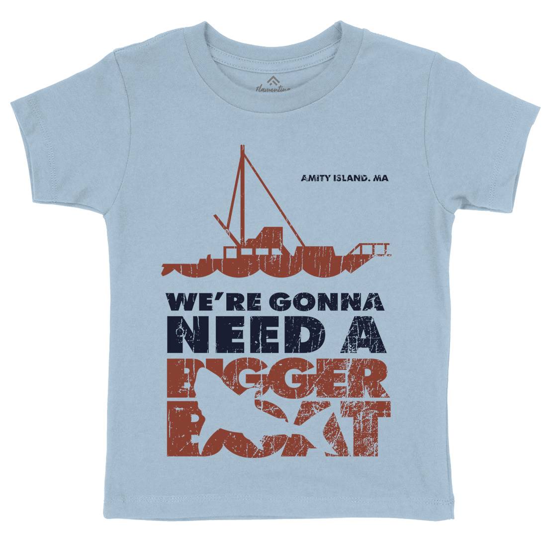 Bigger Boat Kids Crew Neck T-Shirt Navy D107