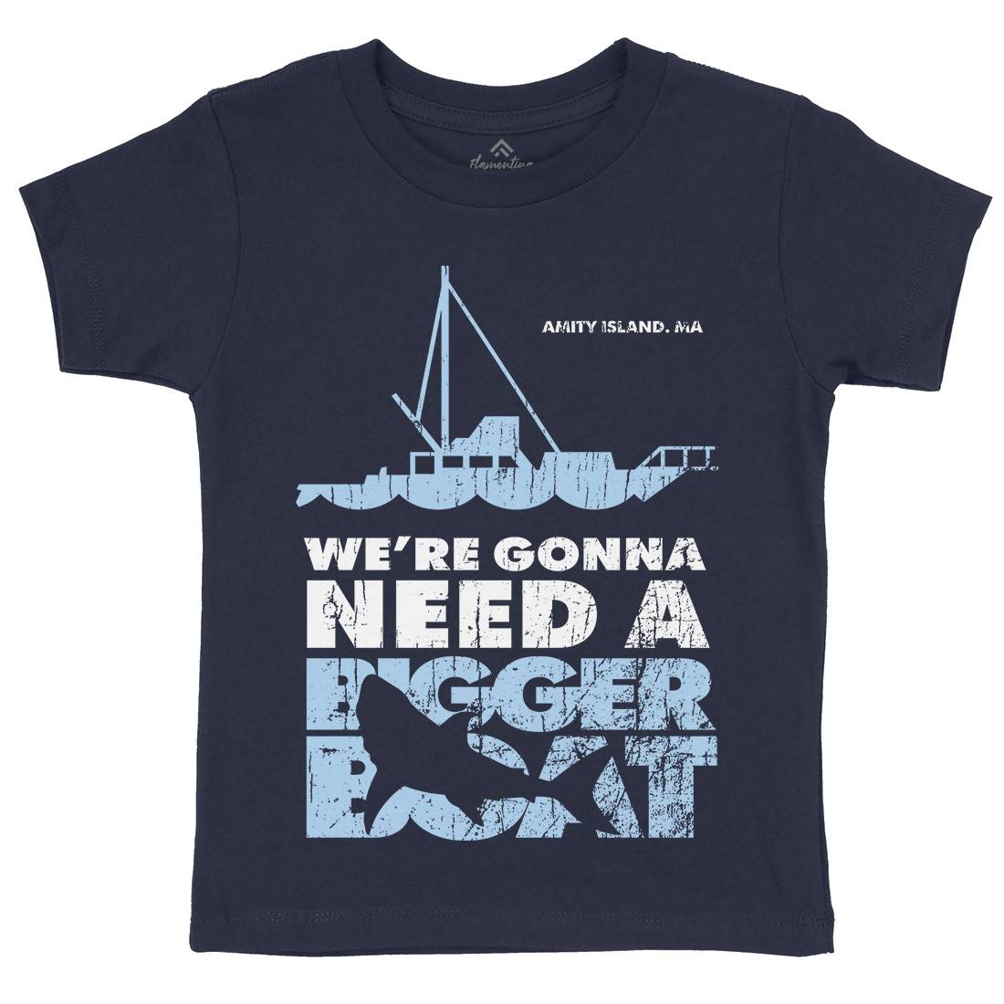 Bigger Boat Kids Organic Crew Neck T-Shirt Navy D107