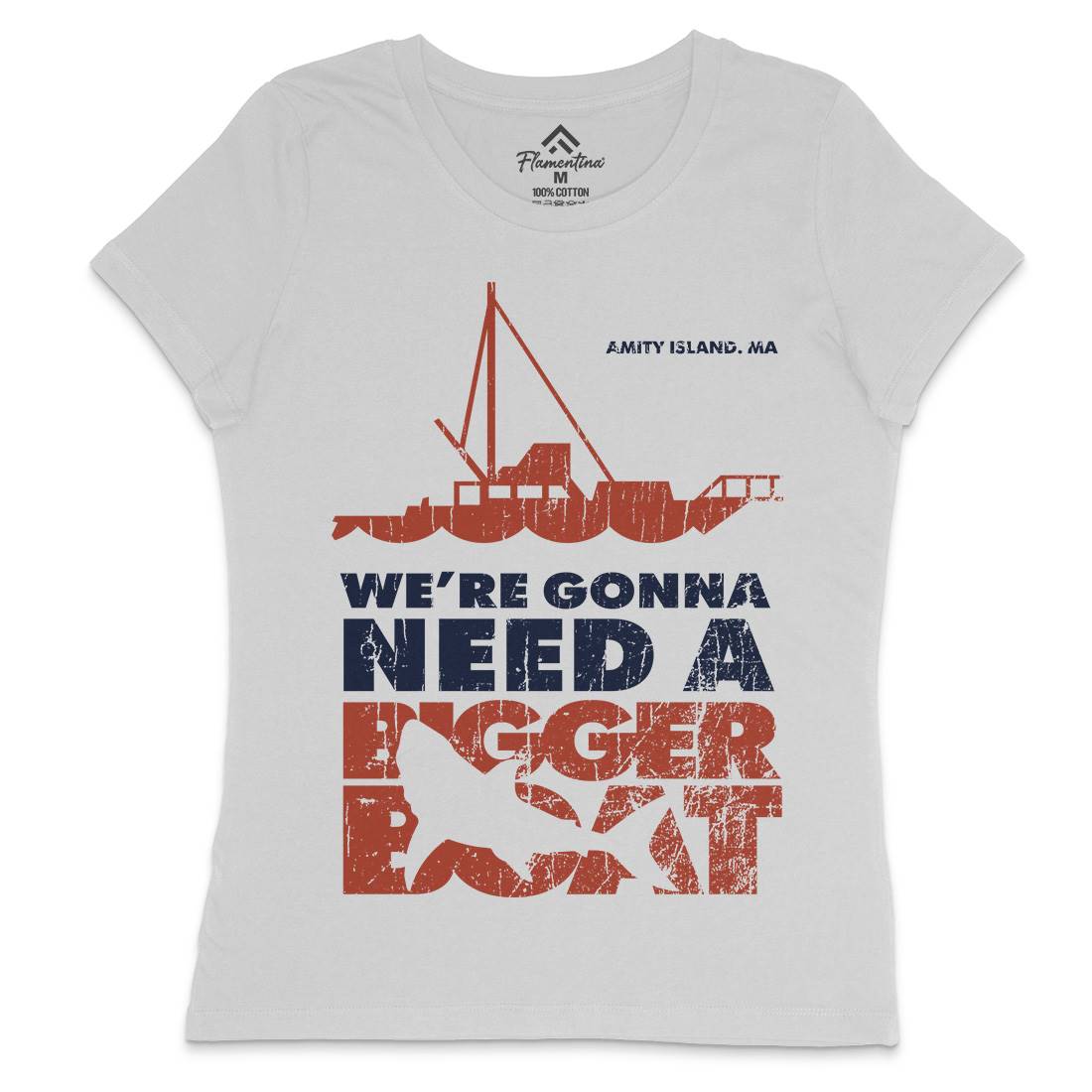 Bigger Boat Womens Crew Neck T-Shirt Navy D107