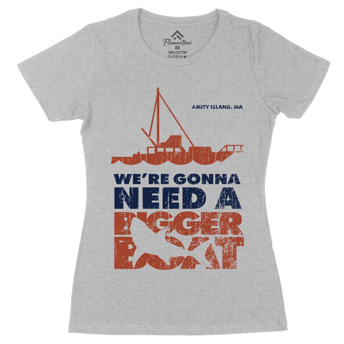 Bigger Boat Womens Organic Crew Neck T-Shirt Navy D107