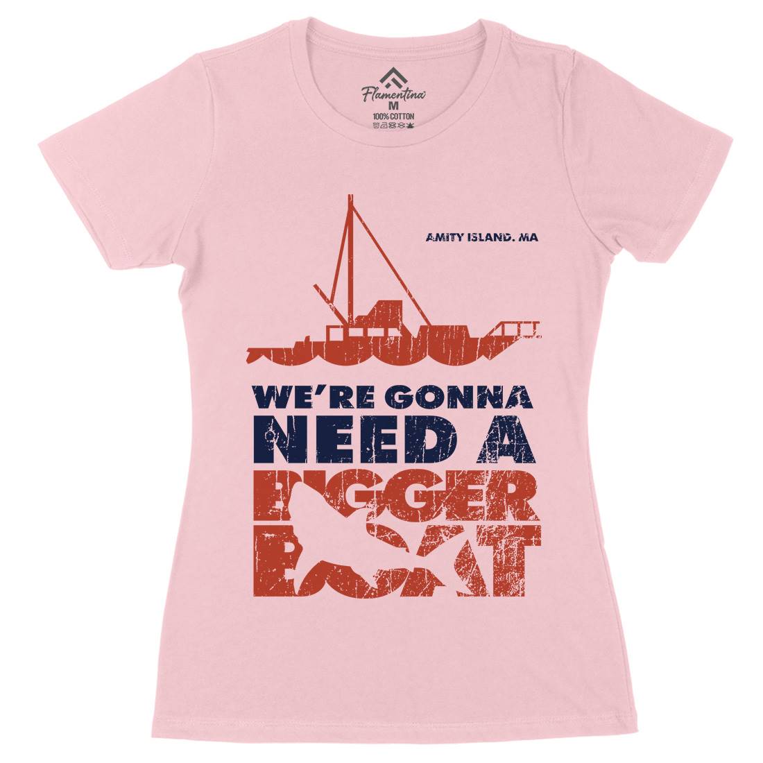 Bigger Boat Womens Organic Crew Neck T-Shirt Navy D107