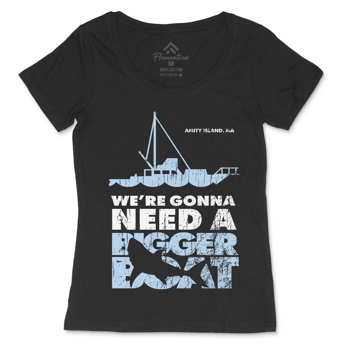 Bigger Boat Womens Scoop Neck T-Shirt Navy D107