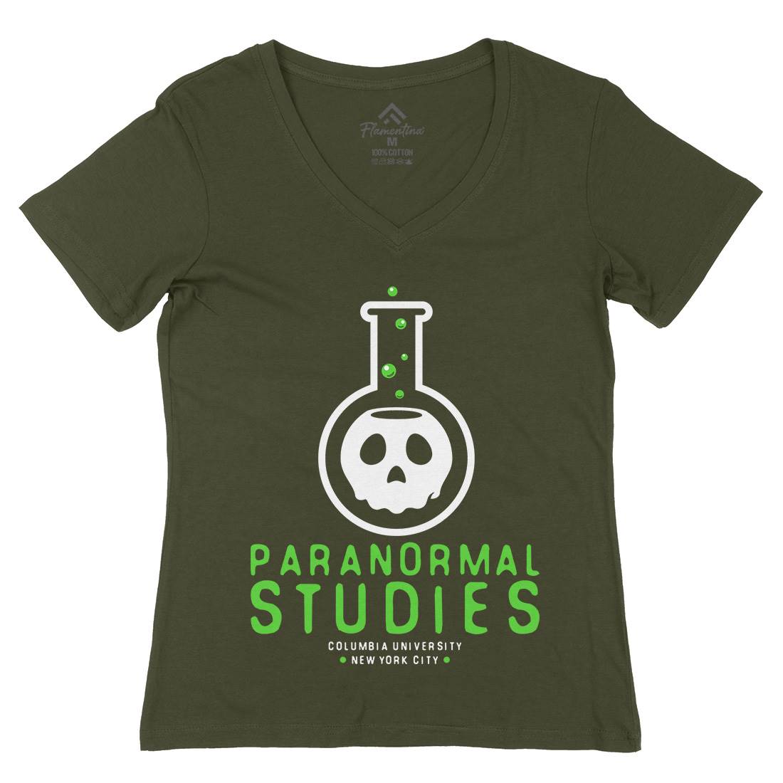 Paranormal Studies Womens Organic V-Neck T-Shirt Space D108