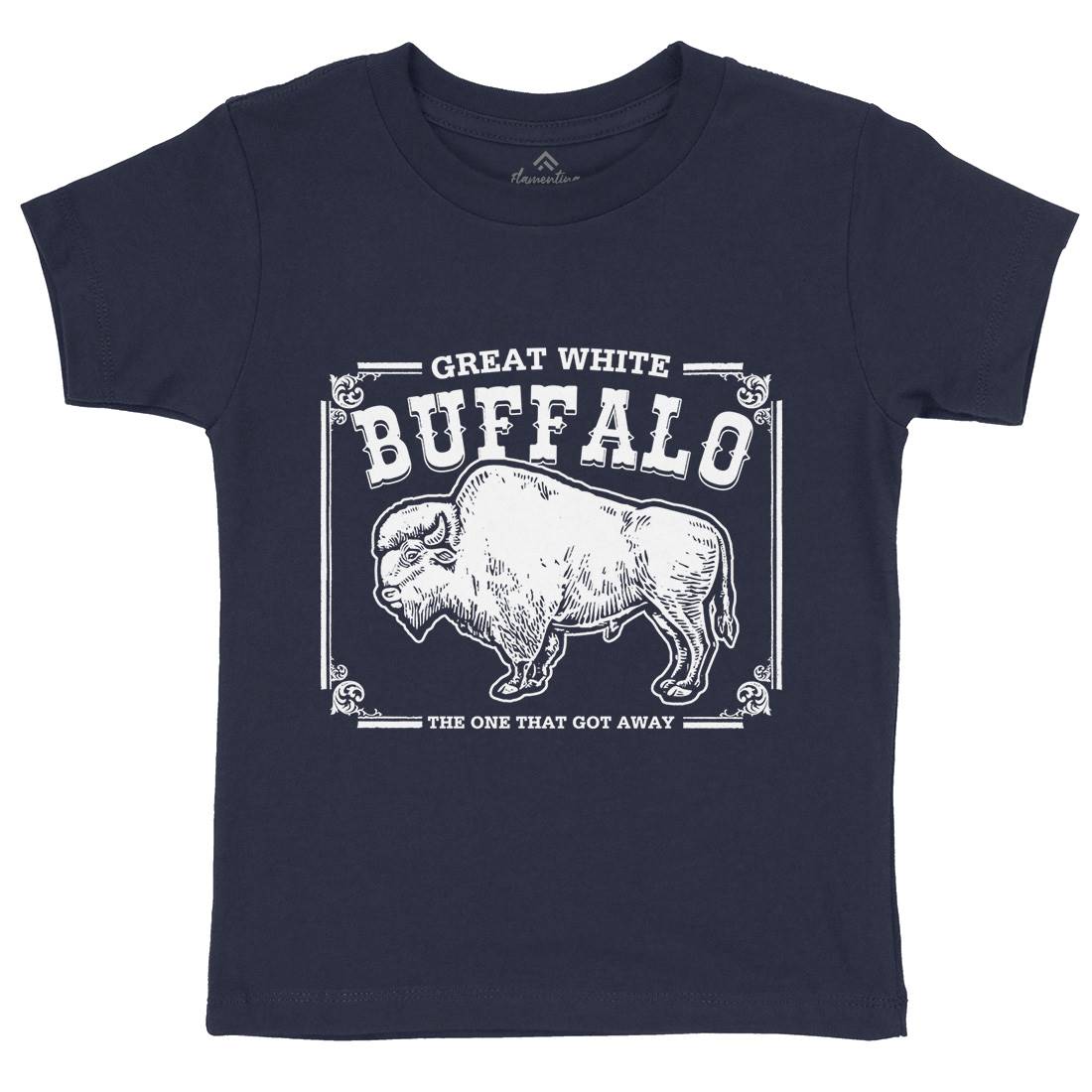 Great White Buffalo Kids Crew Neck T-Shirt Animals D110