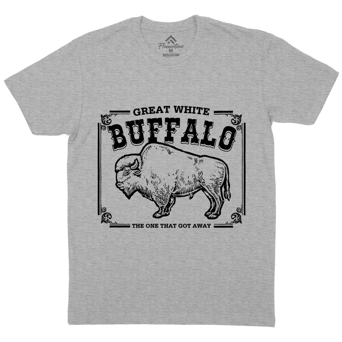 Great White Buffalo Mens Organic Crew Neck T-Shirt Animals D110