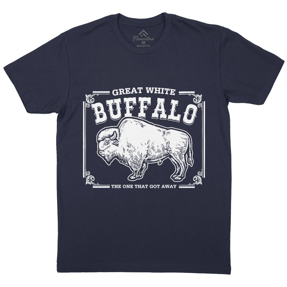 Great White Buffalo Mens Crew Neck T-Shirt Animals D110