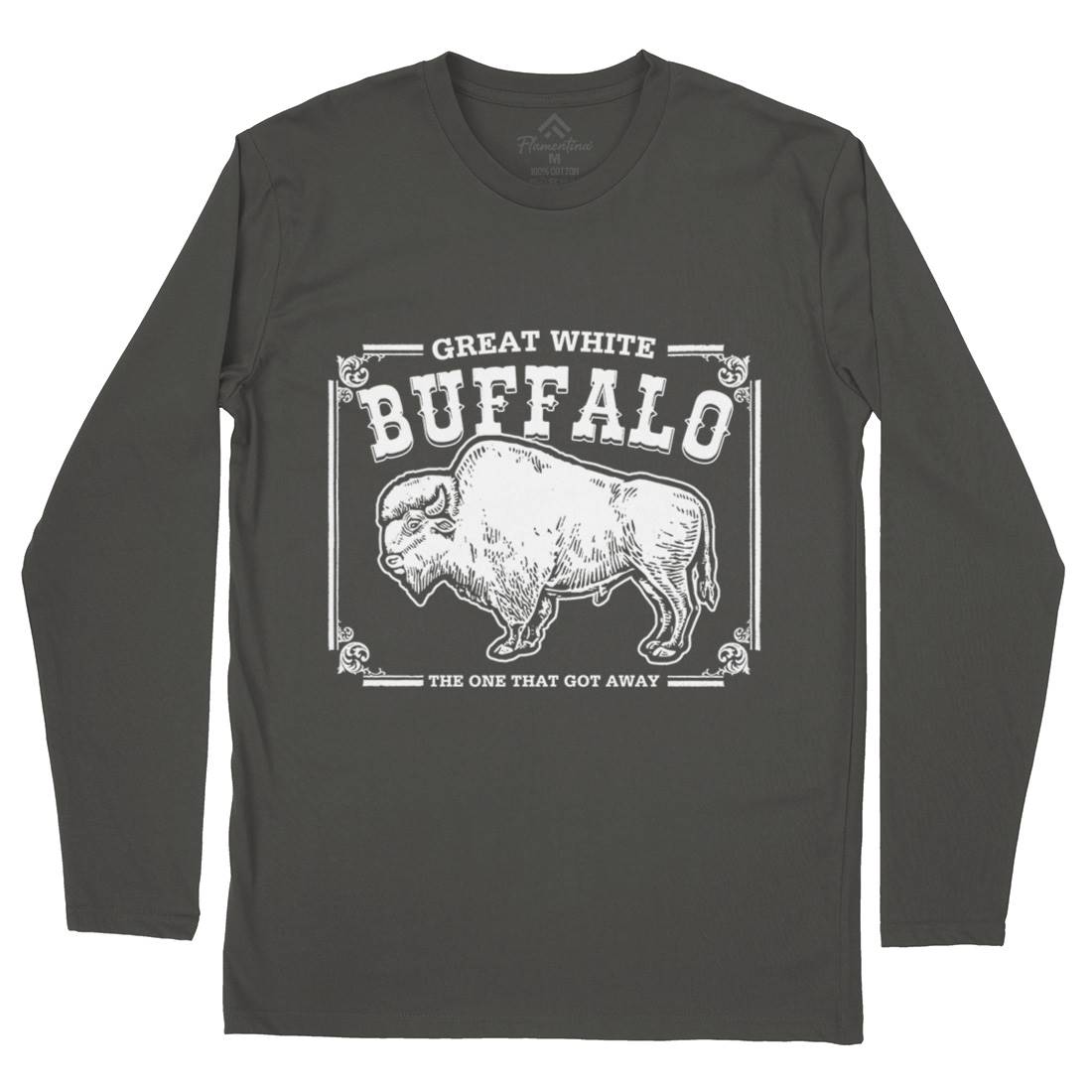 Great White Buffalo Mens Long Sleeve T-Shirt Animals D110