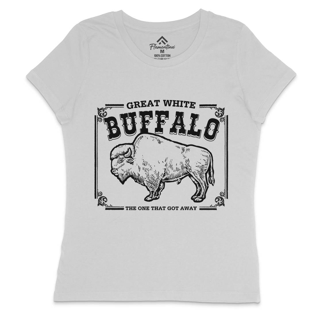 Great White Buffalo Womens Crew Neck T-Shirt Animals D110