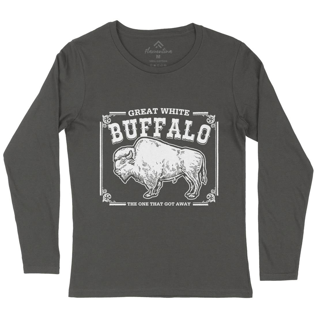 Great White Buffalo Womens Long Sleeve T-Shirt Animals D110