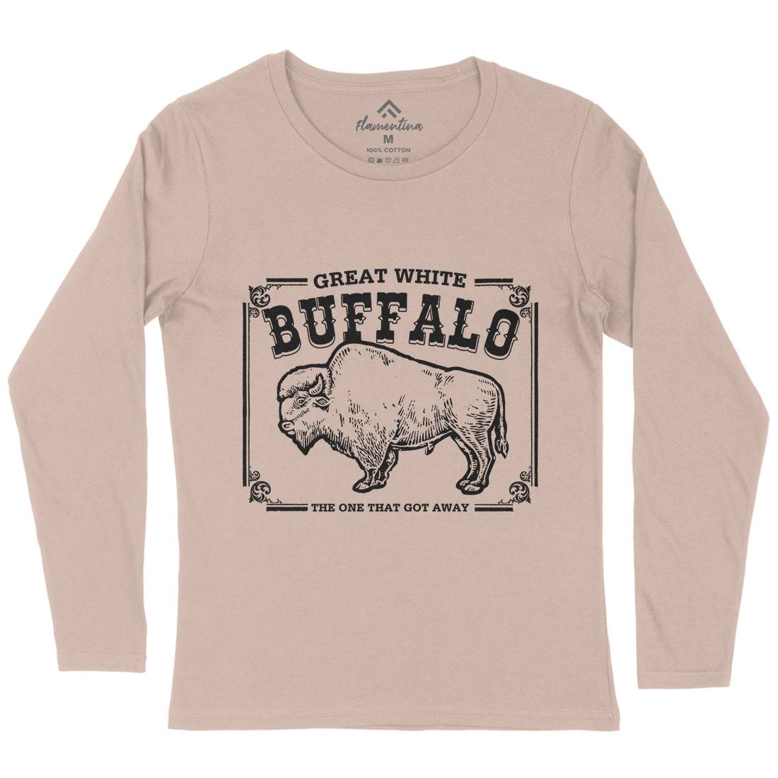 Great White Buffalo Womens Long Sleeve T-Shirt Animals D110