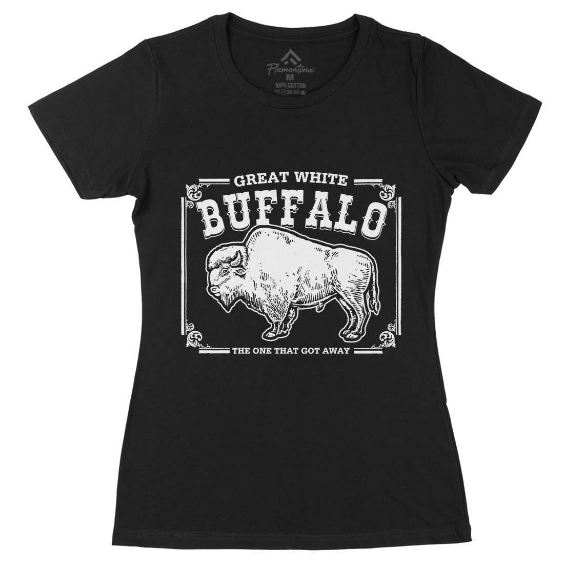 Great White Buffalo Womens Organic Crew Neck T-Shirt Animals D110