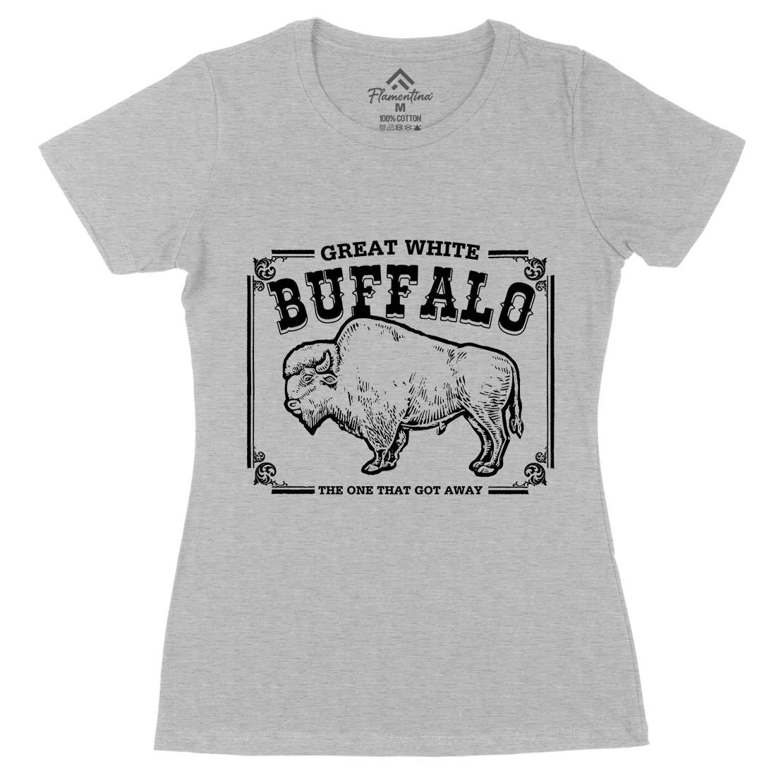 Great White Buffalo Womens Organic Crew Neck T-Shirt Animals D110