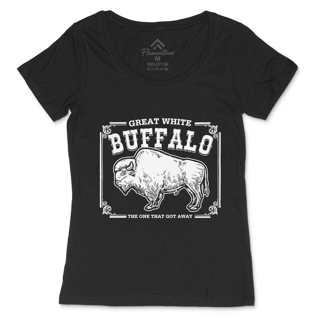 Great White Buffalo Womens Scoop Neck T-Shirt Animals D110