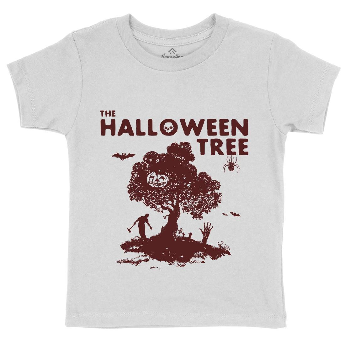 Halloween Tree Kids Organic Crew Neck T-Shirt Horror D112