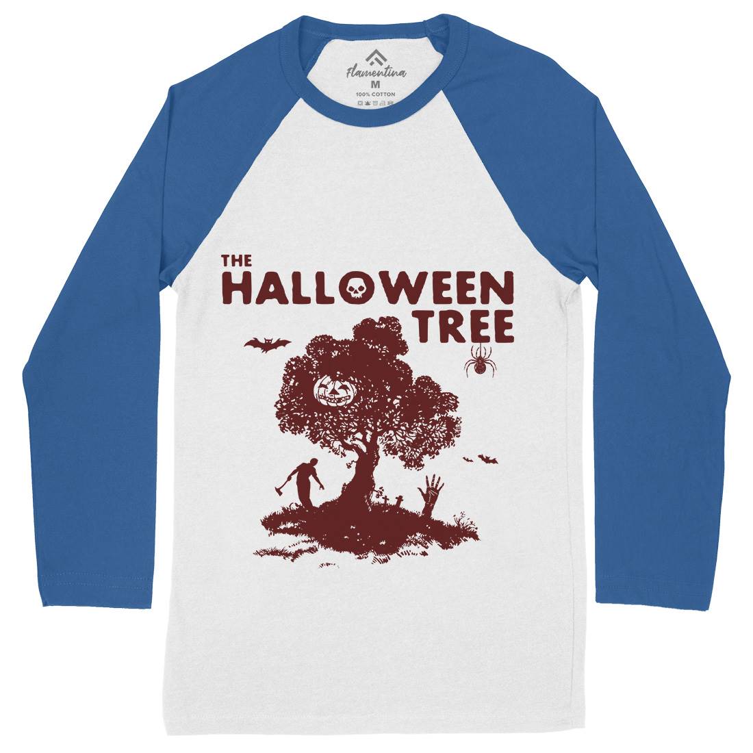 Halloween Tree Mens Long Sleeve Baseball T-Shirt Horror D112
