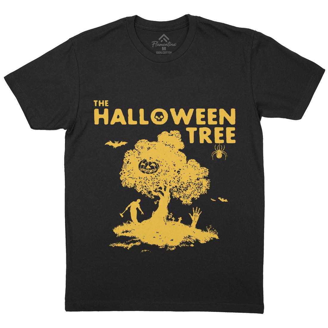 Halloween Tree Mens Organic Crew Neck T-Shirt Horror D112