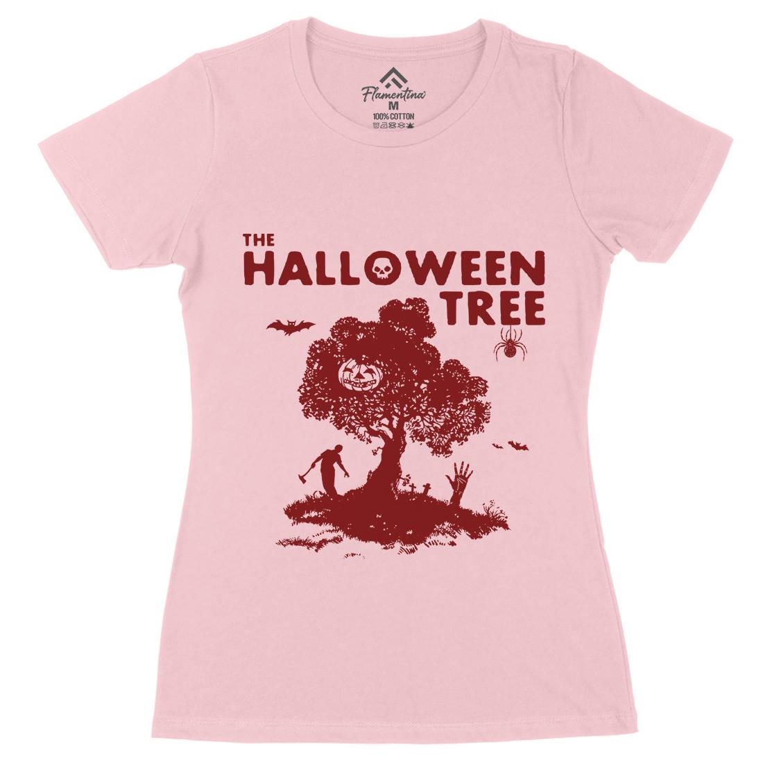 Halloween Tree Womens Organic Crew Neck T-Shirt Horror D112