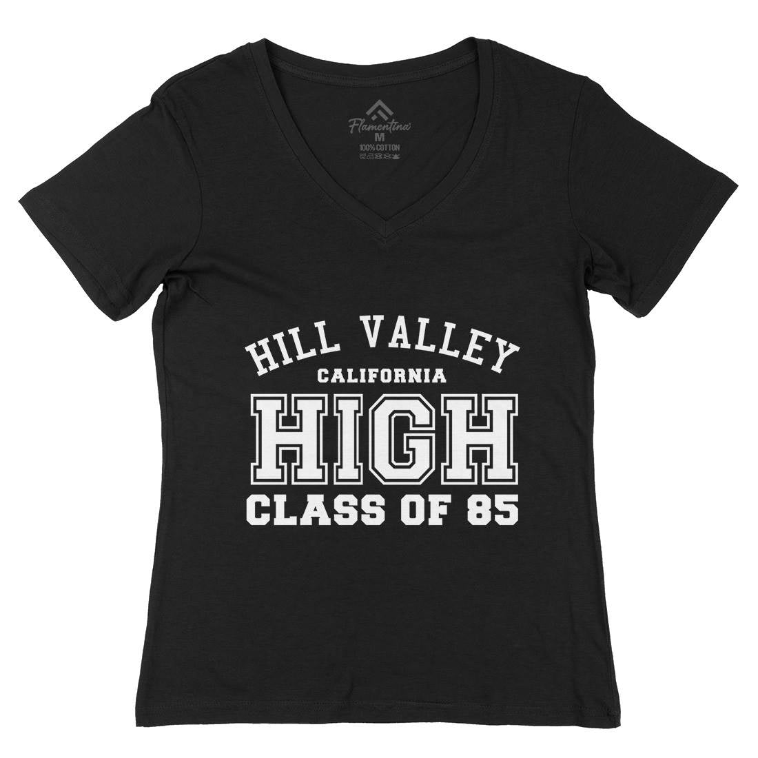 Hill Valley Womens Organic V-Neck T-Shirt Space D113