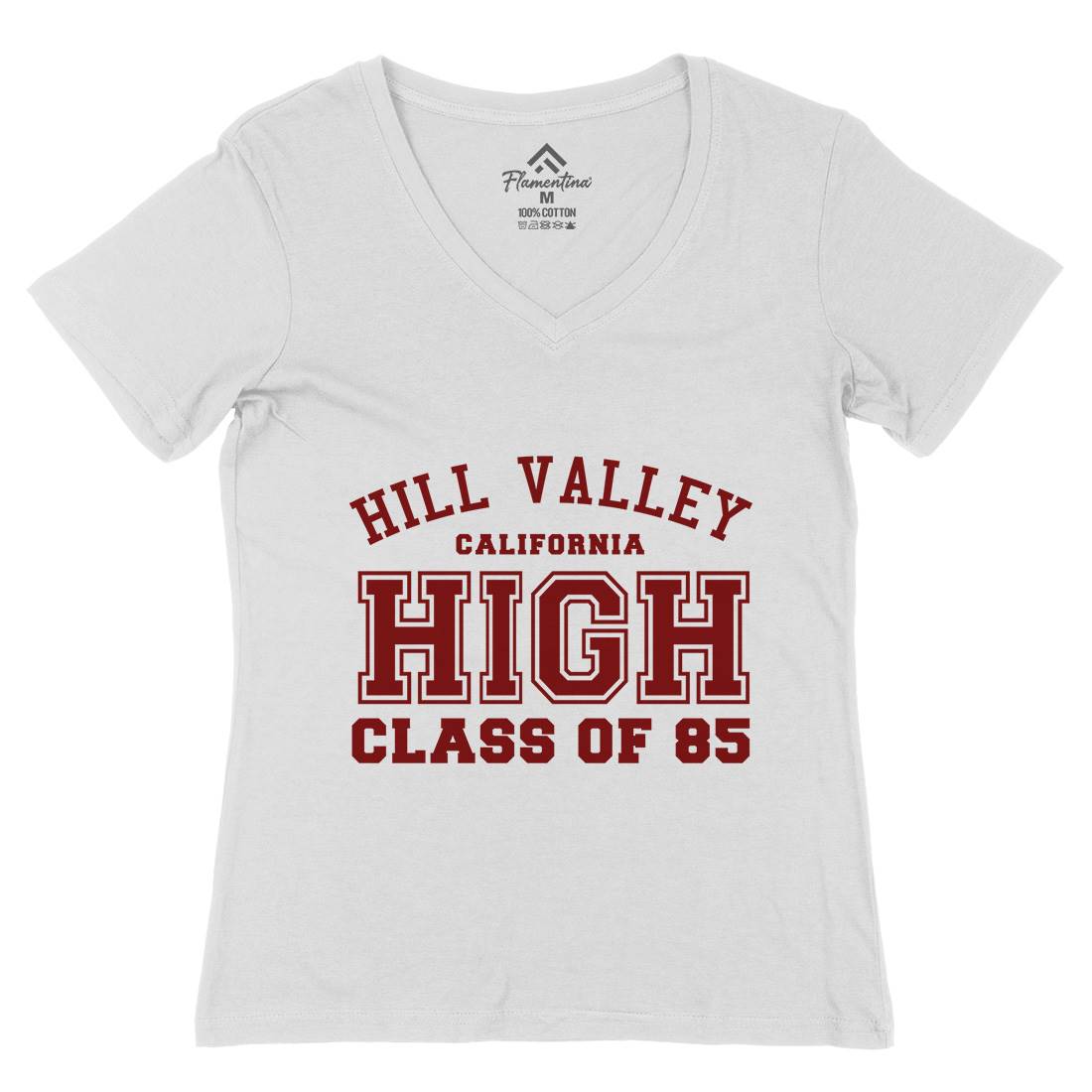 Hill Valley Womens Organic V-Neck T-Shirt Space D113