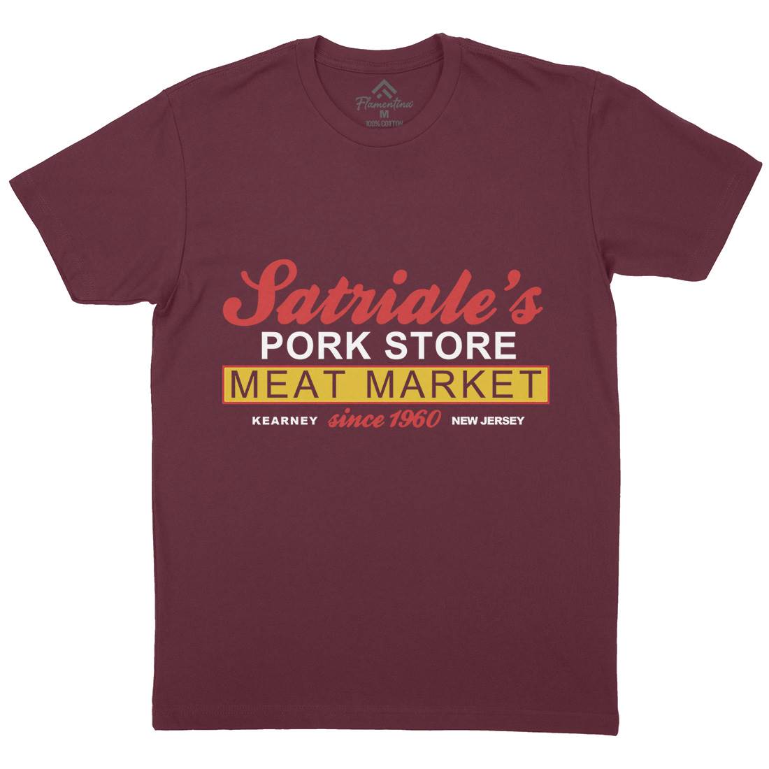 Satriale Meat Store Mens Organic Crew Neck T-Shirt Food D115