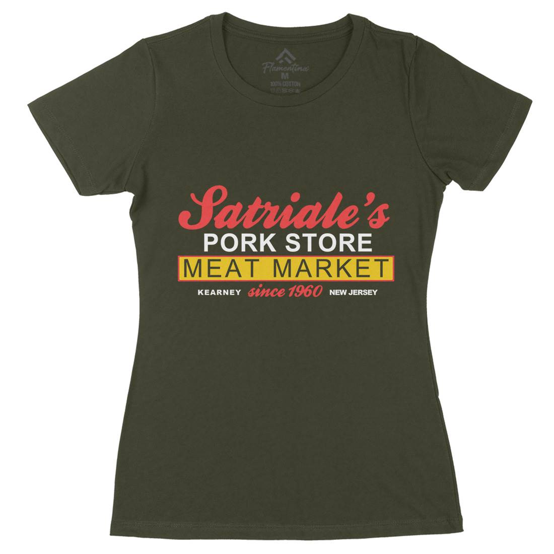 Satriale Meat Store Womens Organic Crew Neck T-Shirt Food D115