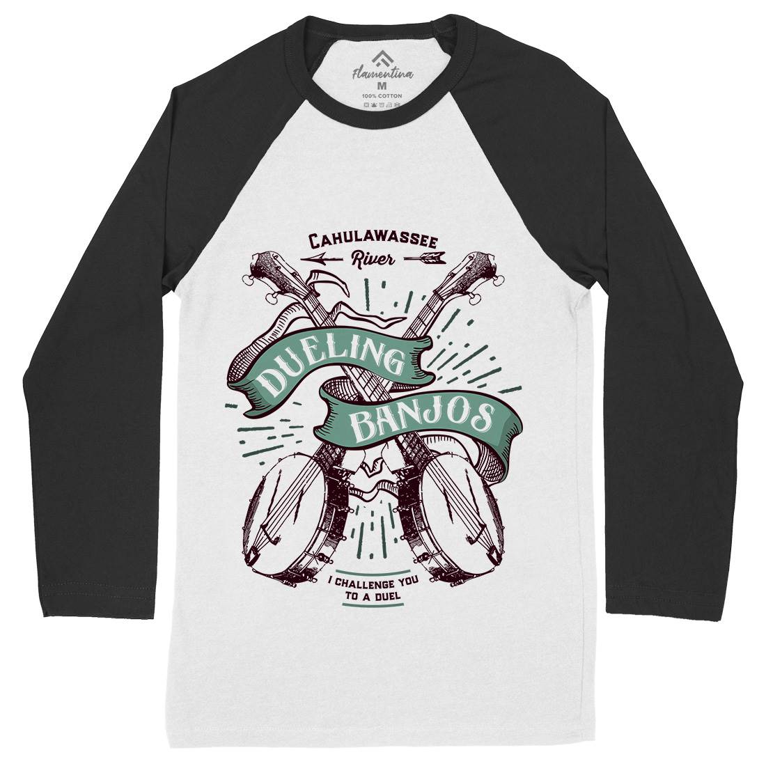 Dueling Banjos Mens Long Sleeve Baseball T-Shirt Horror D116