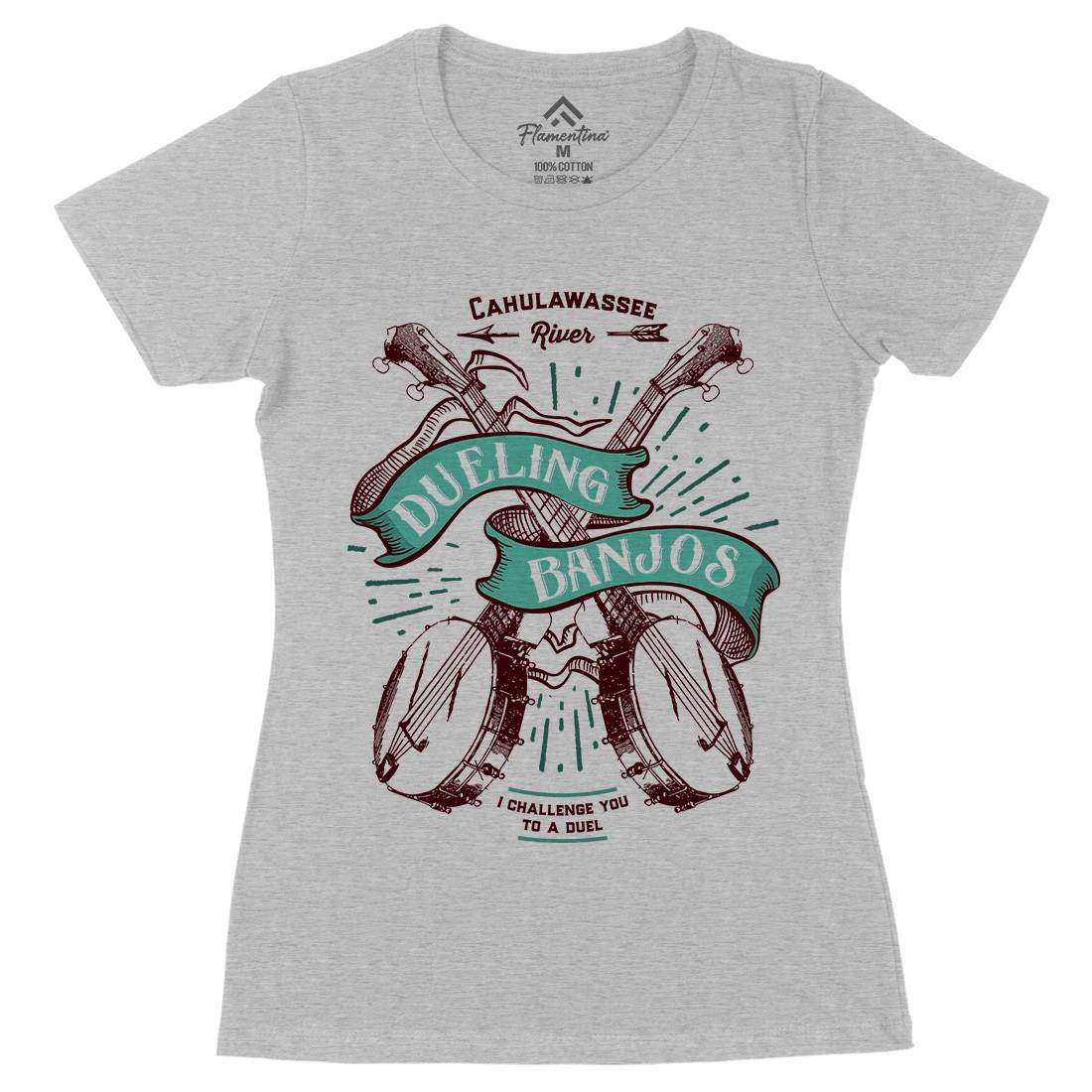 Dueling Banjos Womens Organic Crew Neck T-Shirt Horror D116