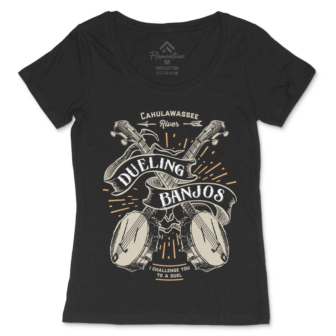Dueling Banjos Womens Scoop Neck T-Shirt Horror D116