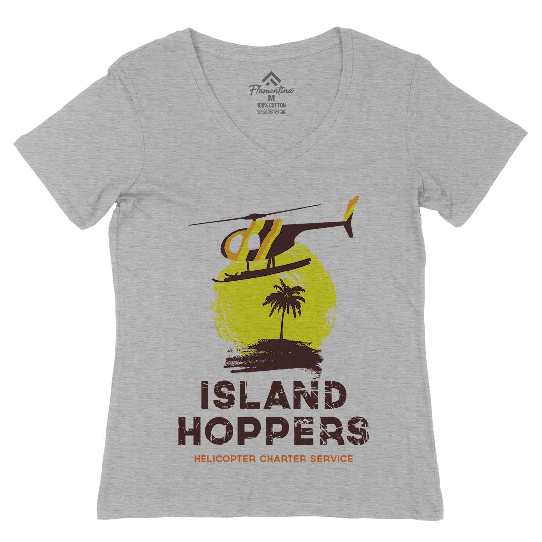 Island Hoppers Womens Organic V-Neck T-Shirt Vehicles D117