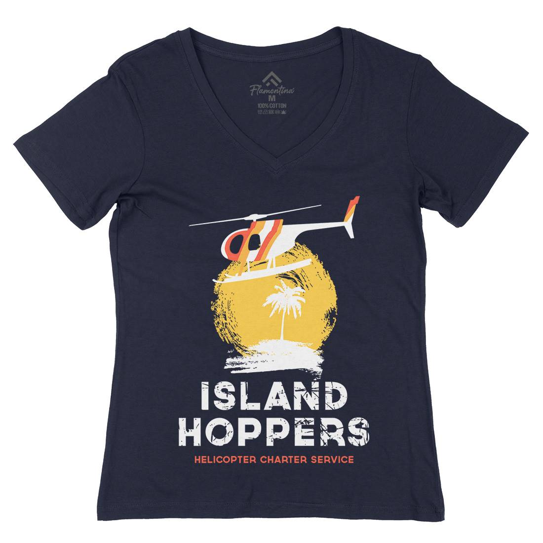Island Hoppers Womens Organic V-Neck T-Shirt Vehicles D117