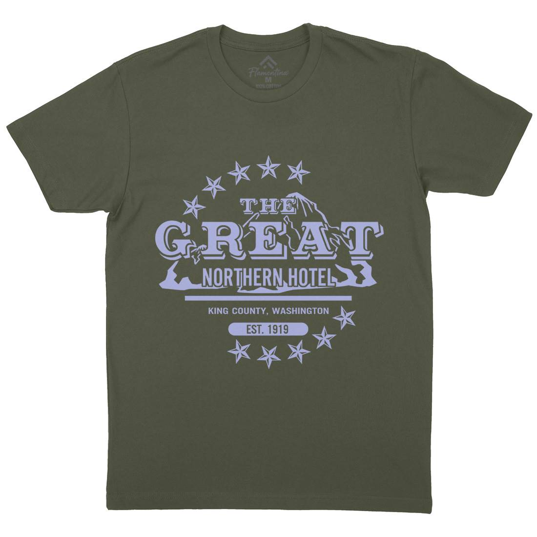 Great Northern Hotel Mens Organic Crew Neck T-Shirt Horror D118