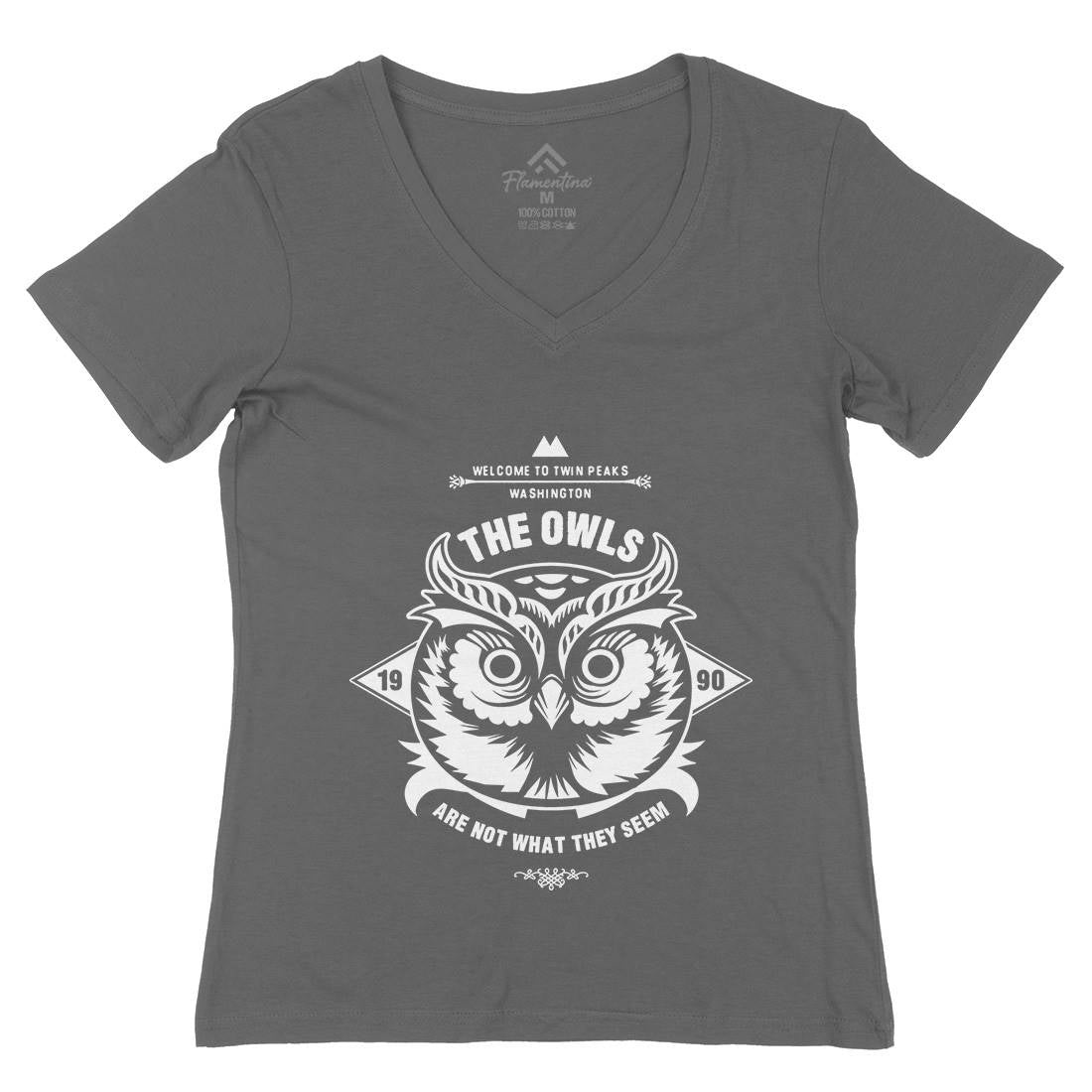 The Owls Womens Organic V-Neck T-Shirt Animals D120