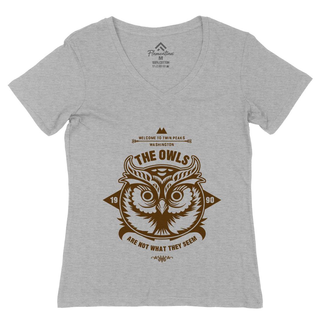 The Owls Womens Organic V-Neck T-Shirt Animals D120