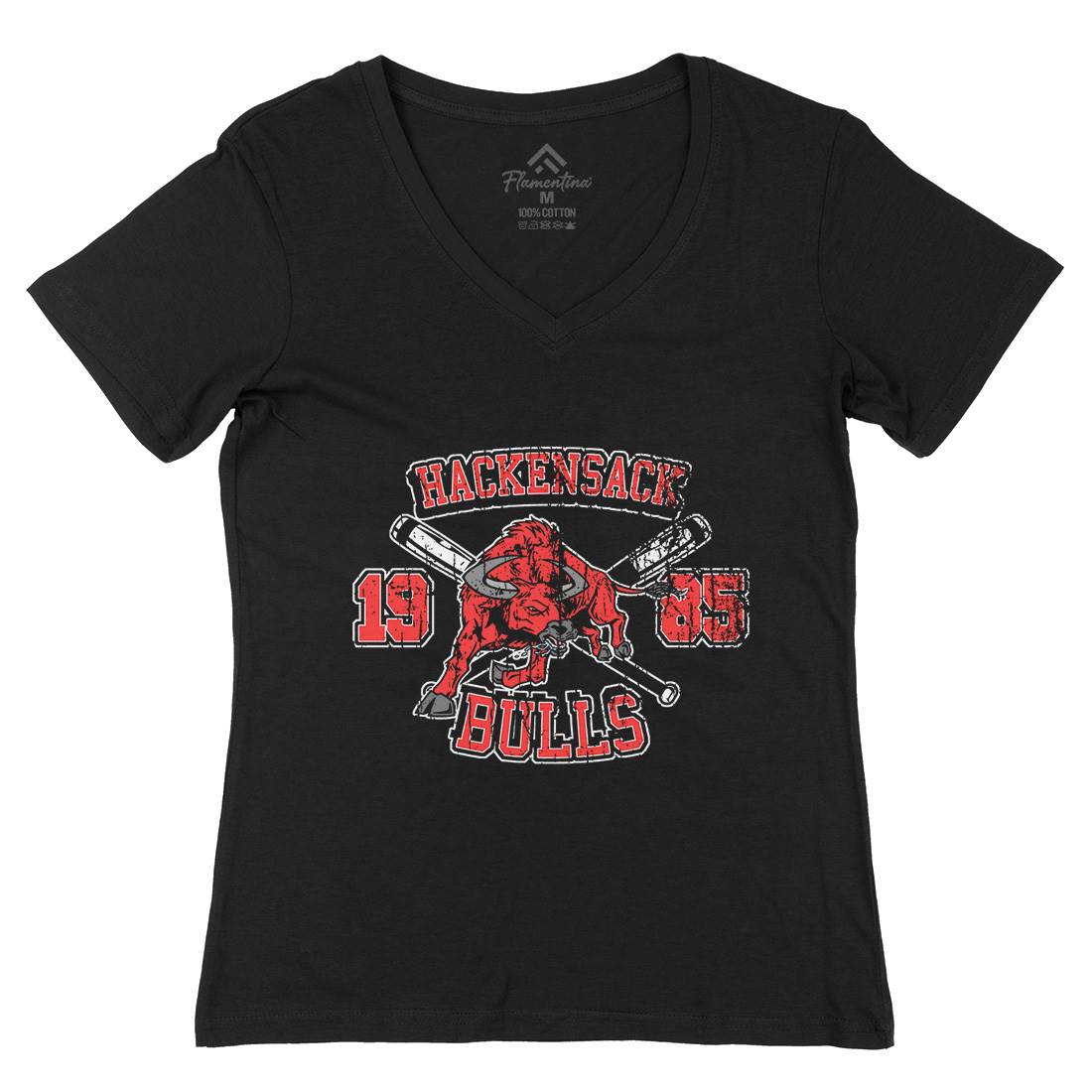 Hackensack Bulls Womens Organic V-Neck T-Shirt Sport D121