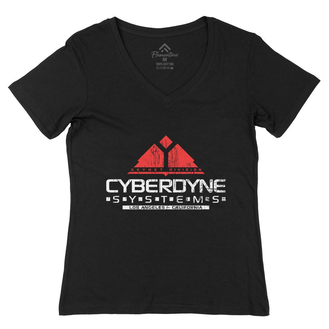 Cyberdyne Systems Womens Organic V-Neck T-Shirt Space D122