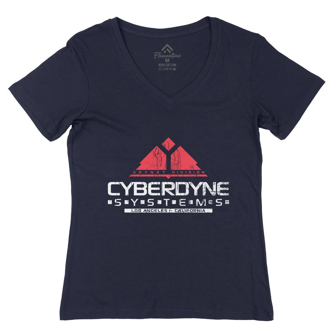 Cyberdyne Systems Womens Organic V-Neck T-Shirt Space D122