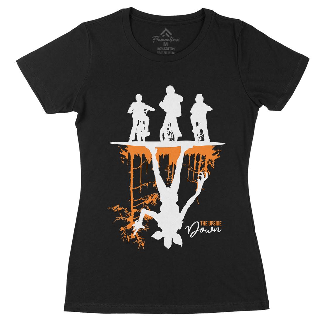 Upside Down Womens Organic Crew Neck T-Shirt Horror D124