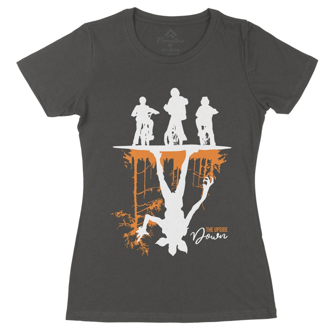 Upside Down Womens Organic Crew Neck T-Shirt Horror D124