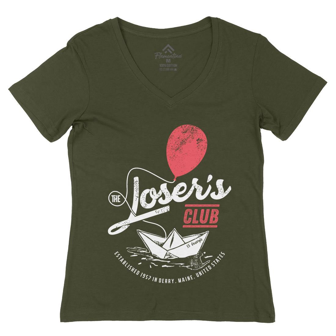 Losers Club Womens Organic V-Neck T-Shirt Horror D125