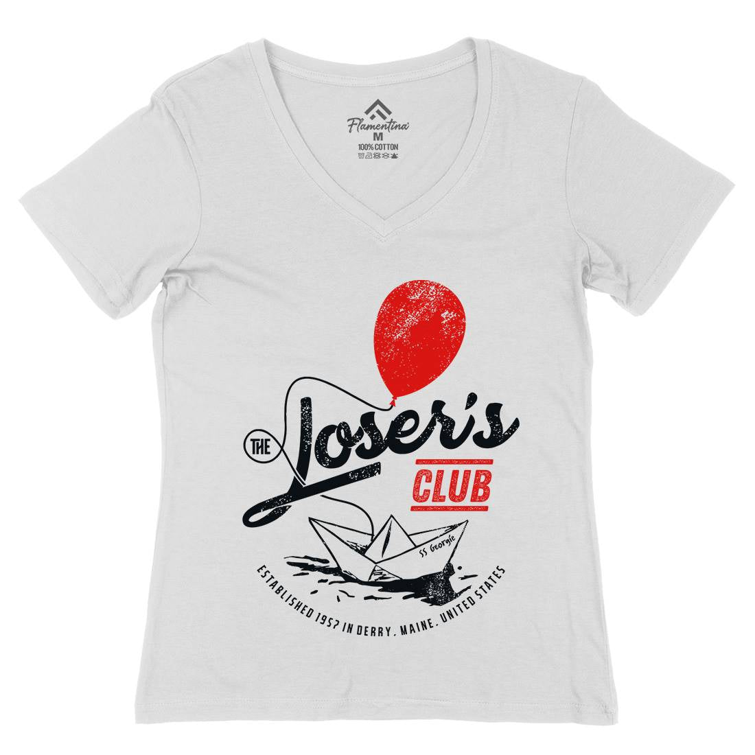 Losers Club Womens Organic V-Neck T-Shirt Horror D125