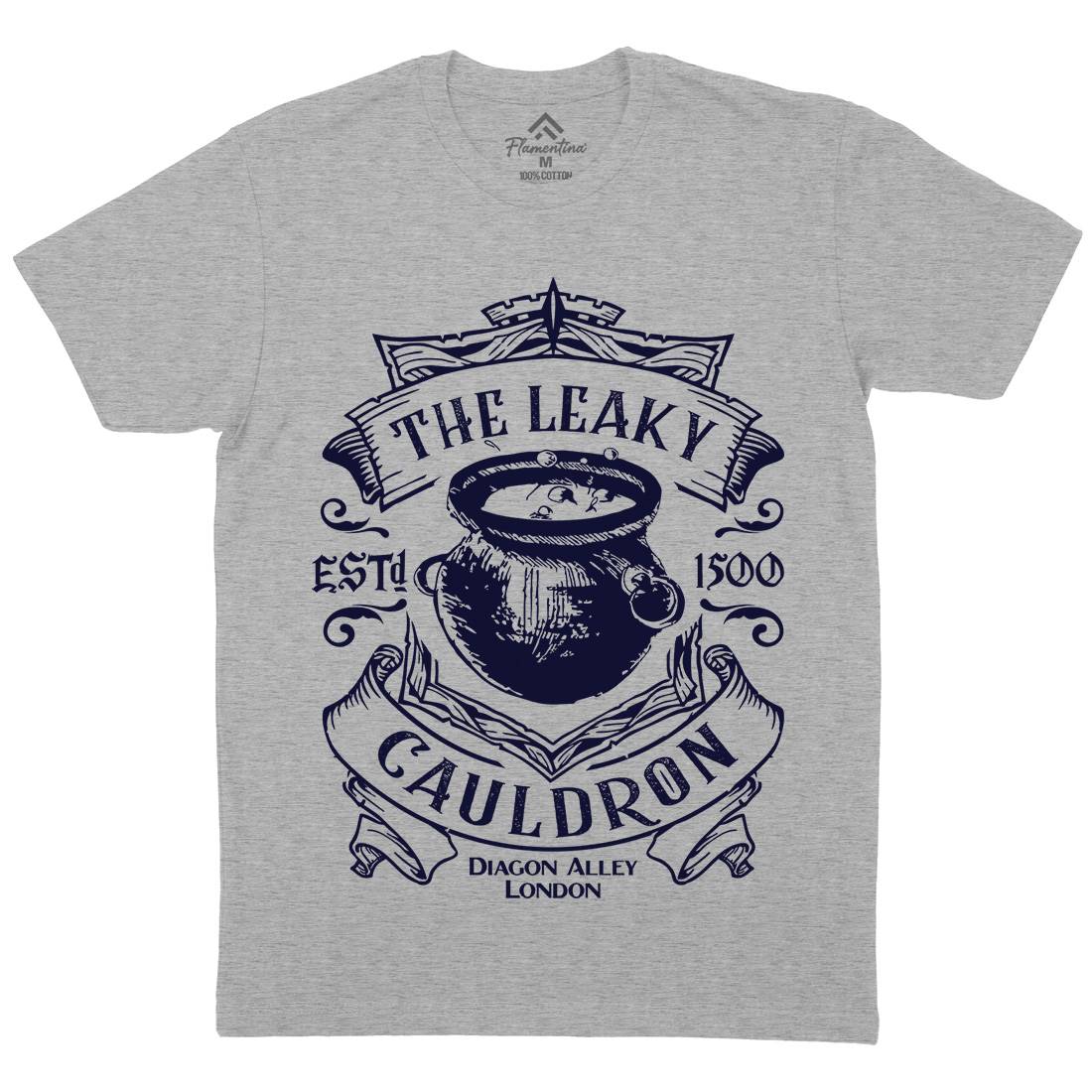 Leaky Cauldron Mens Organic Crew Neck T-Shirt Space D128