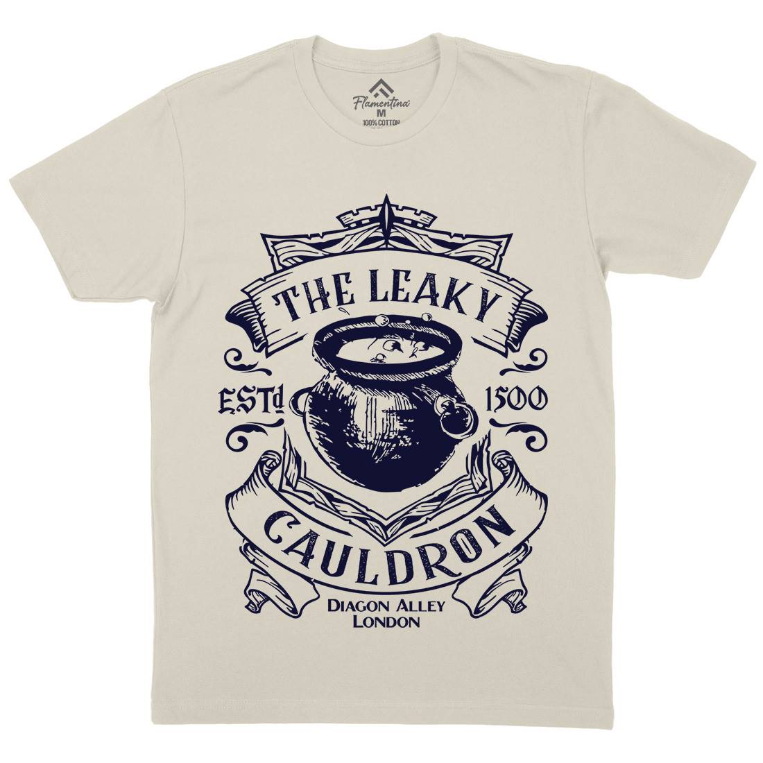 Leaky Cauldron Mens Organic Crew Neck T-Shirt Space D128