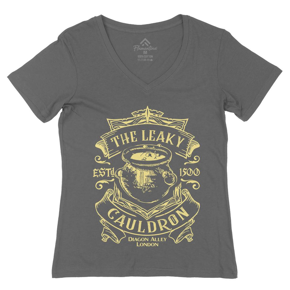 Leaky Cauldron Womens Organic V-Neck T-Shirt Space D128