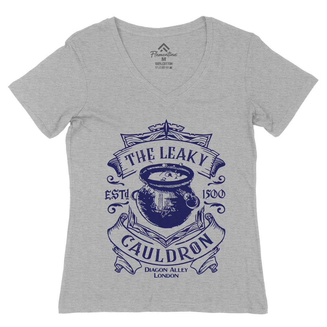 Leaky Cauldron Womens Organic V-Neck T-Shirt Space D128