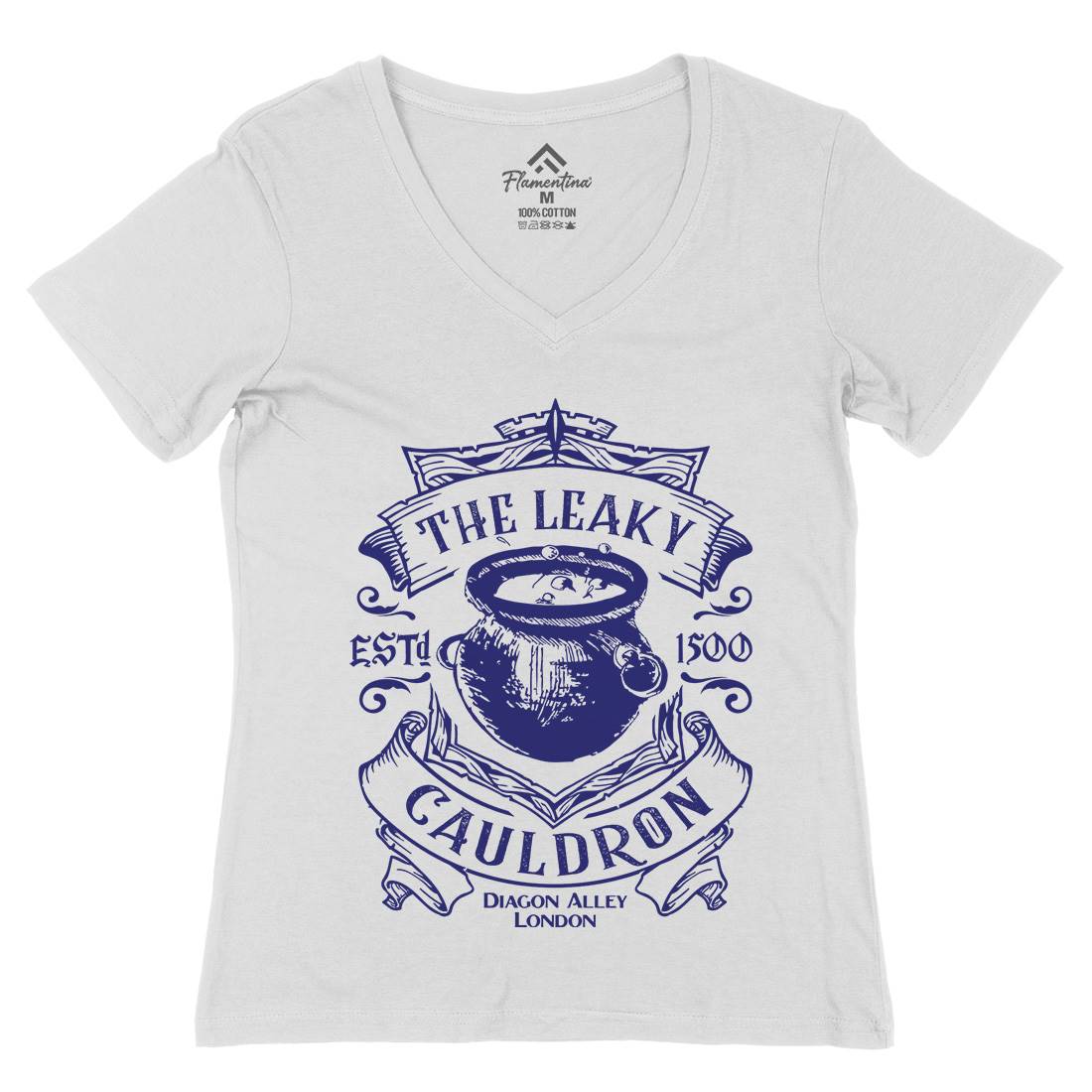 Leaky Cauldron Womens Organic V-Neck T-Shirt Space D128