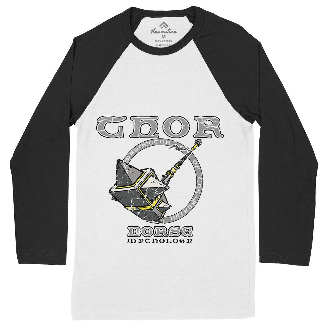 Thors Hammer Mens Long Sleeve Baseball T-Shirt Religion D130
