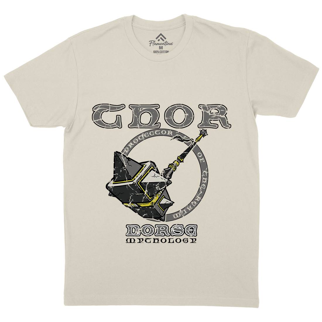 Thors Hammer Mens Organic Crew Neck T-Shirt Religion D130