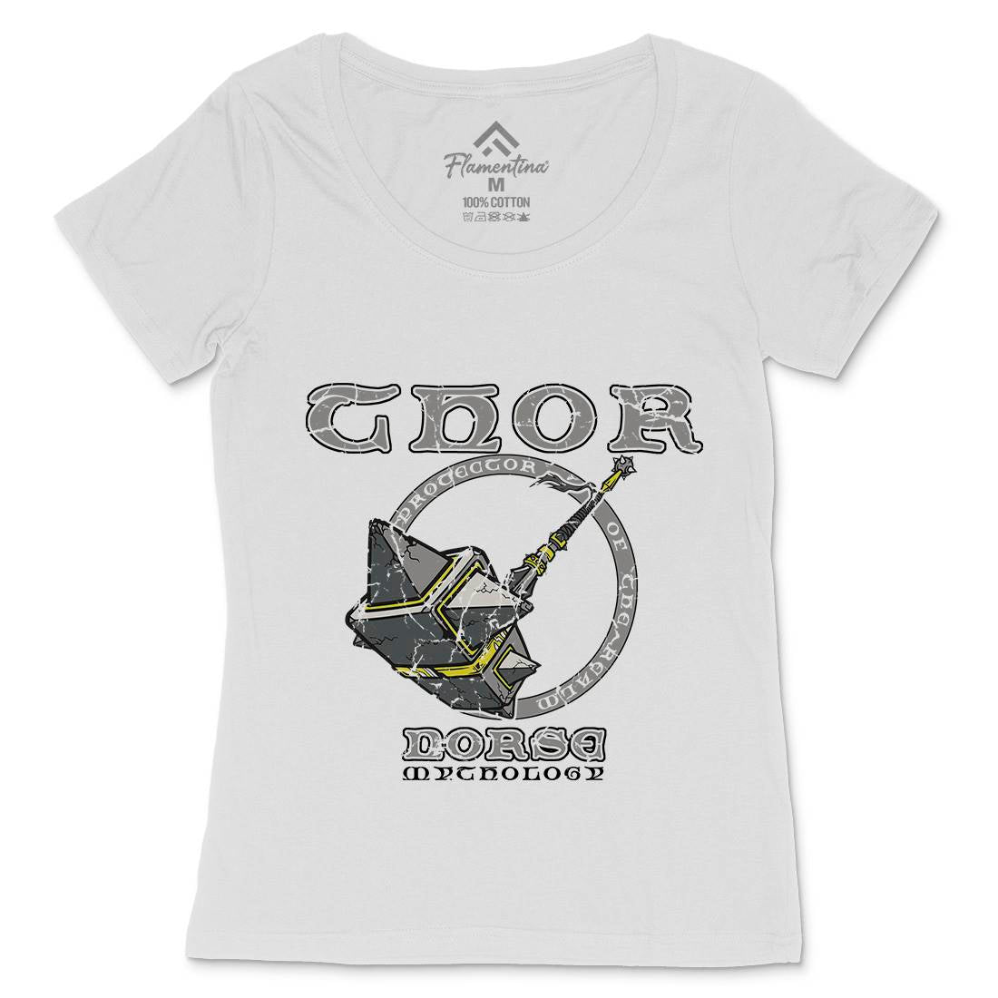 Thors Hammer Womens Scoop Neck T-Shirt Religion D130