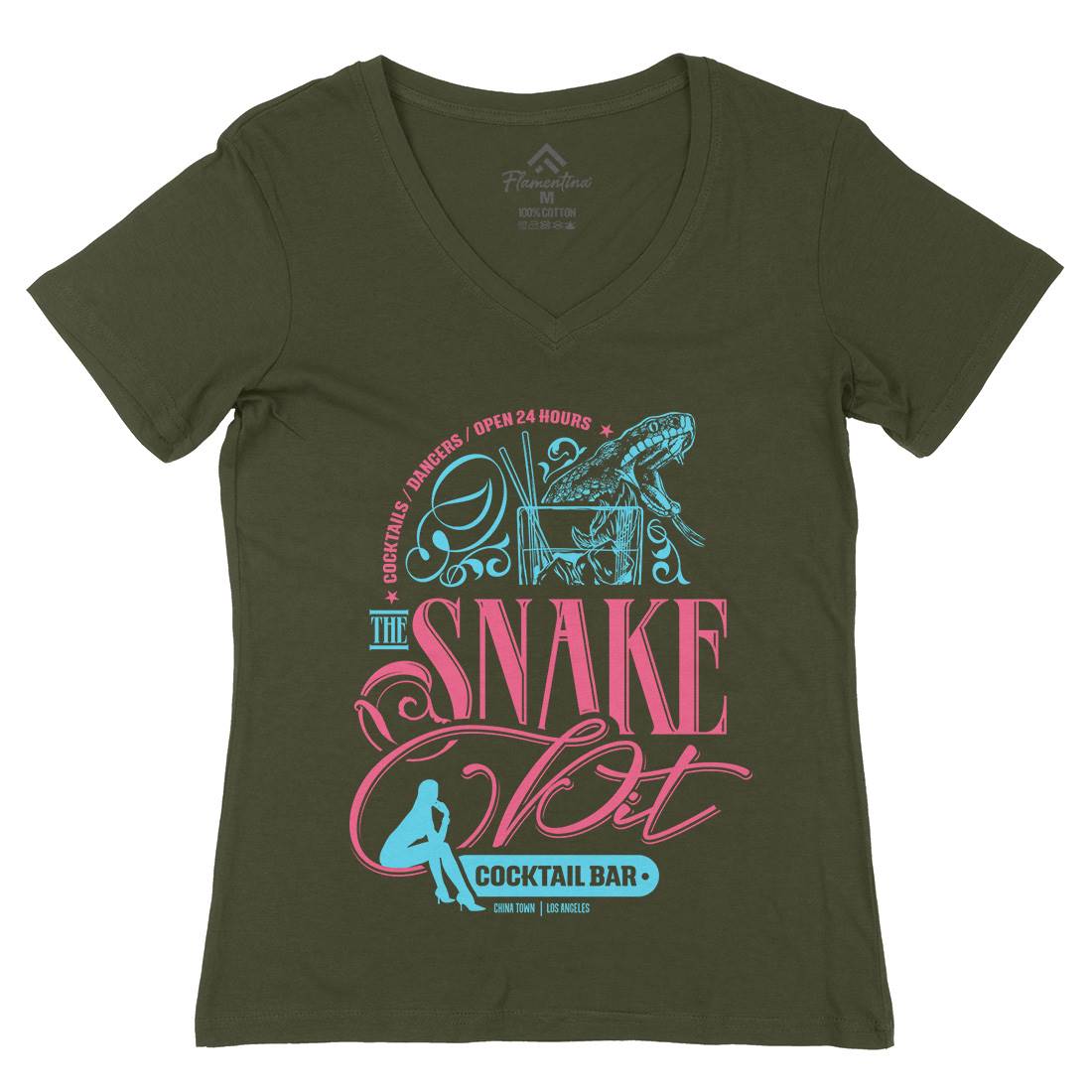 Snake Pit Womens Organic V-Neck T-Shirt Space D133