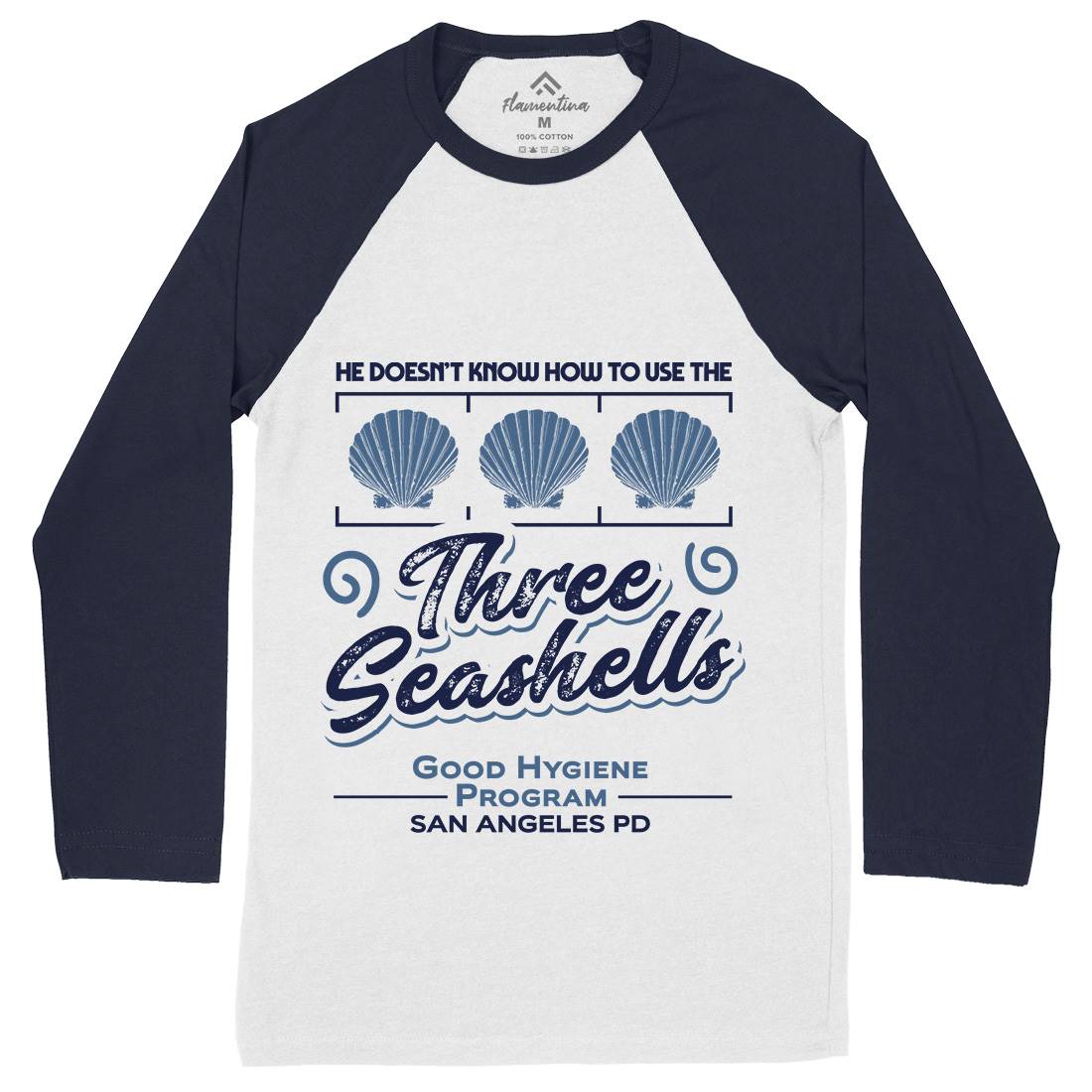 Three Seashells Mens Long Sleeve Baseball T-Shirt Space D134